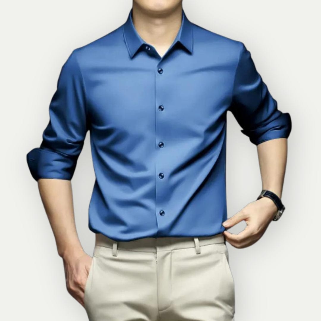 Herre Overhemd Slim Fit Non-Iron Åndbar Stof 6
