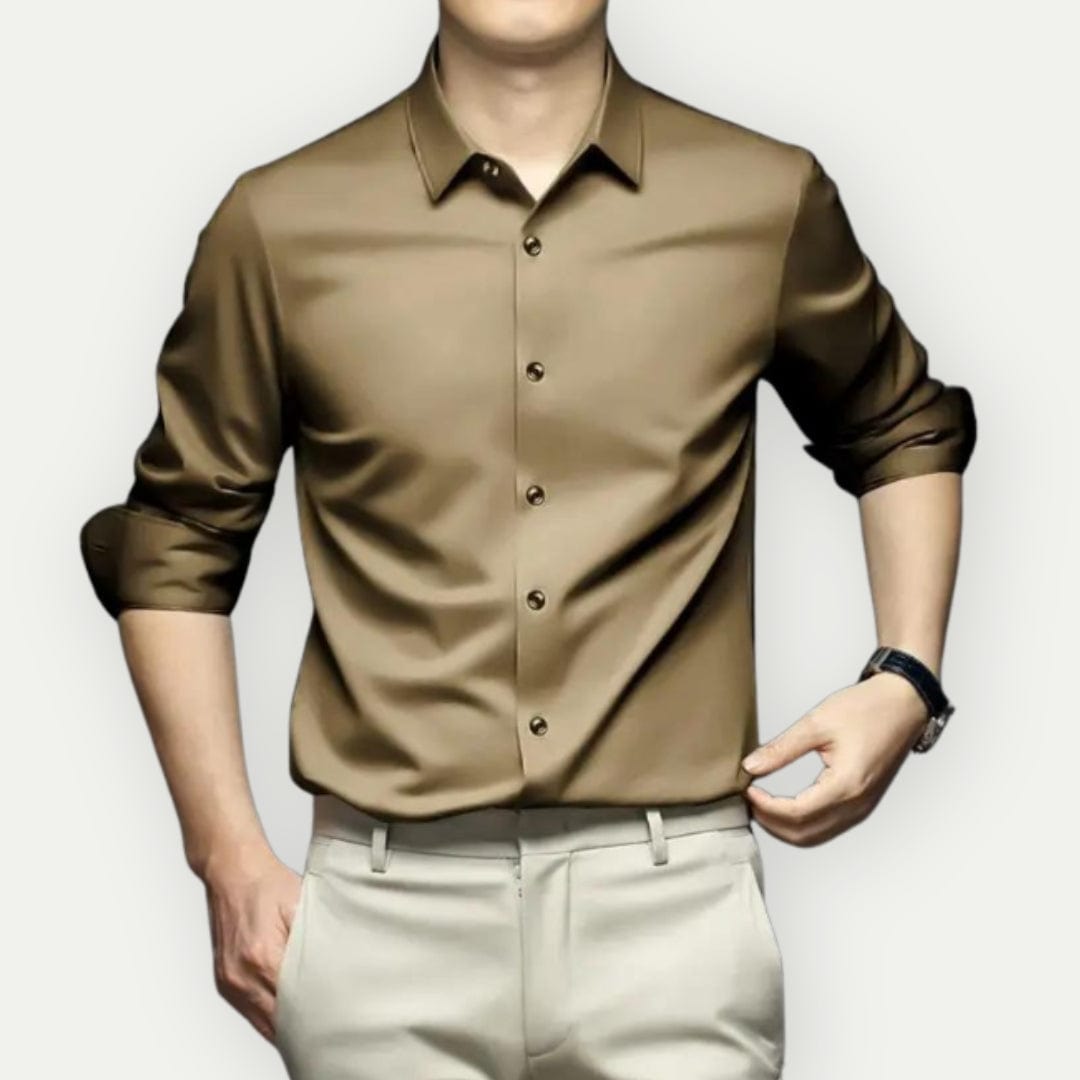 Herre Overhemd Slim Fit Non-Iron Åndbar Stof 9