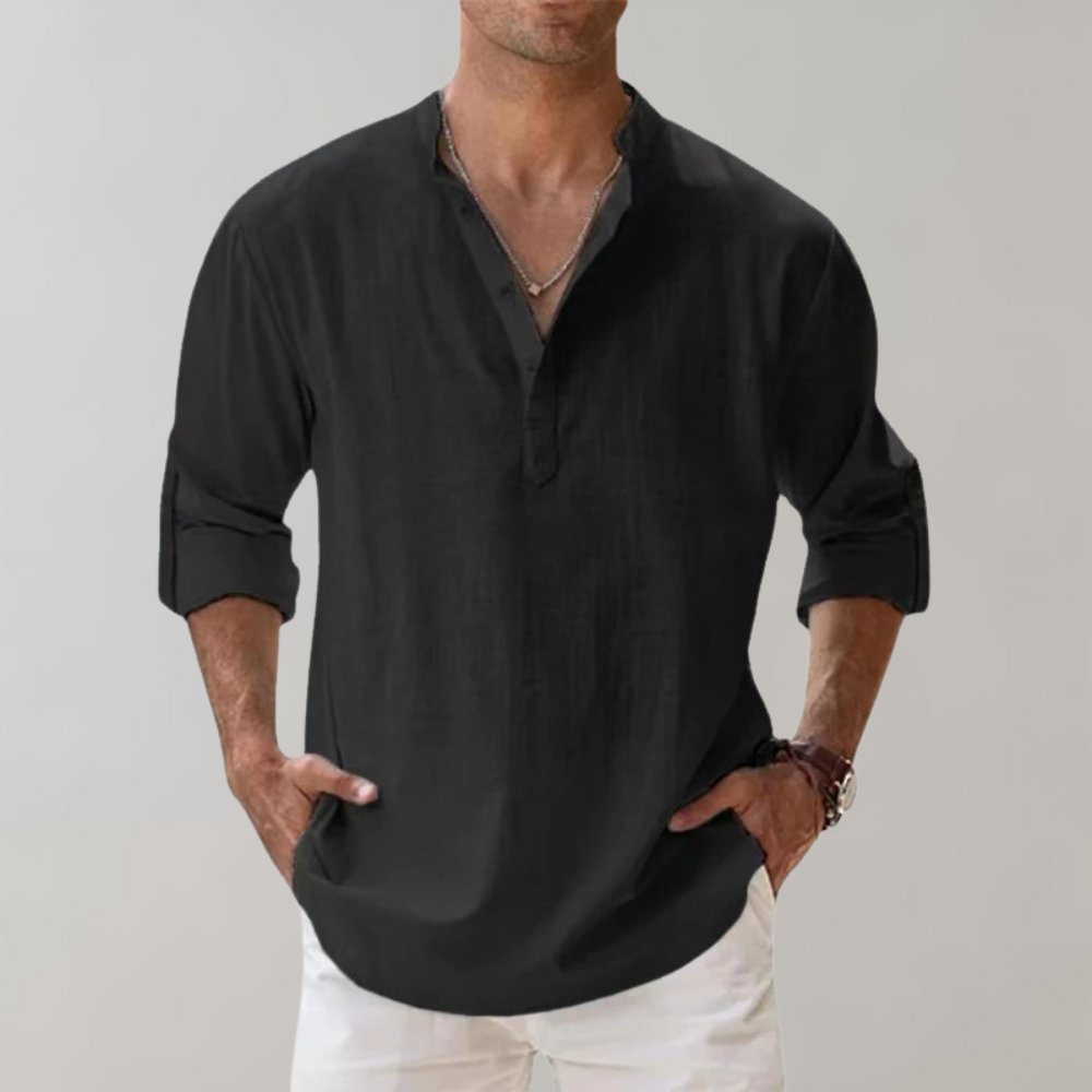 Herre Oversize Skjorte i Linned Stilren Design 3