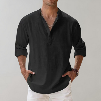 Herre Oversize Skjorte i Linned Stilren Design 3