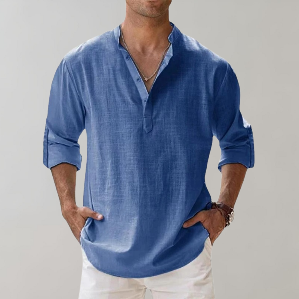 Herre Oversize Skjorte i Linned Stilren Design 4