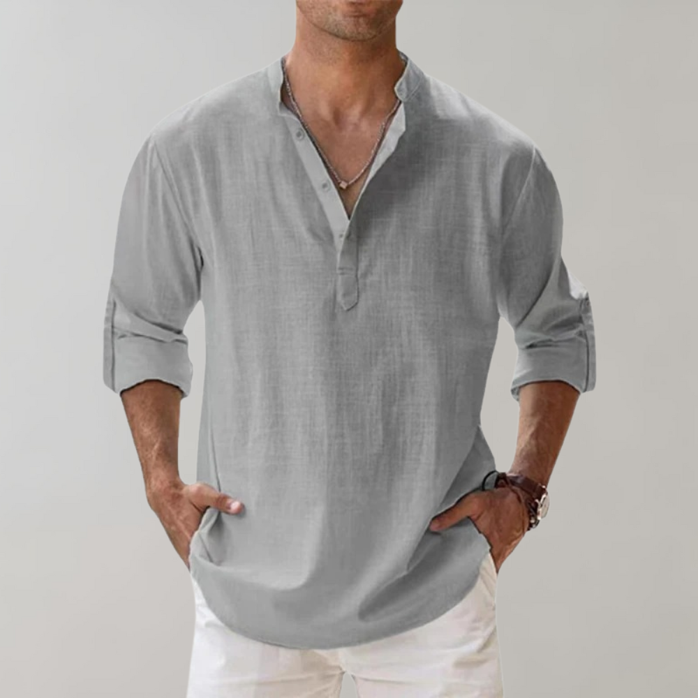 Herre Oversize Skjorte i Linned Stilren Design 5