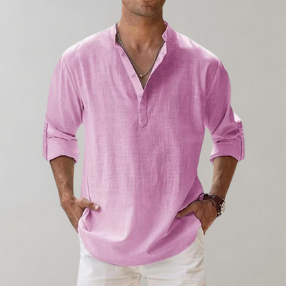 Herre Oversize Skjorte i Linned Stilren Design 7