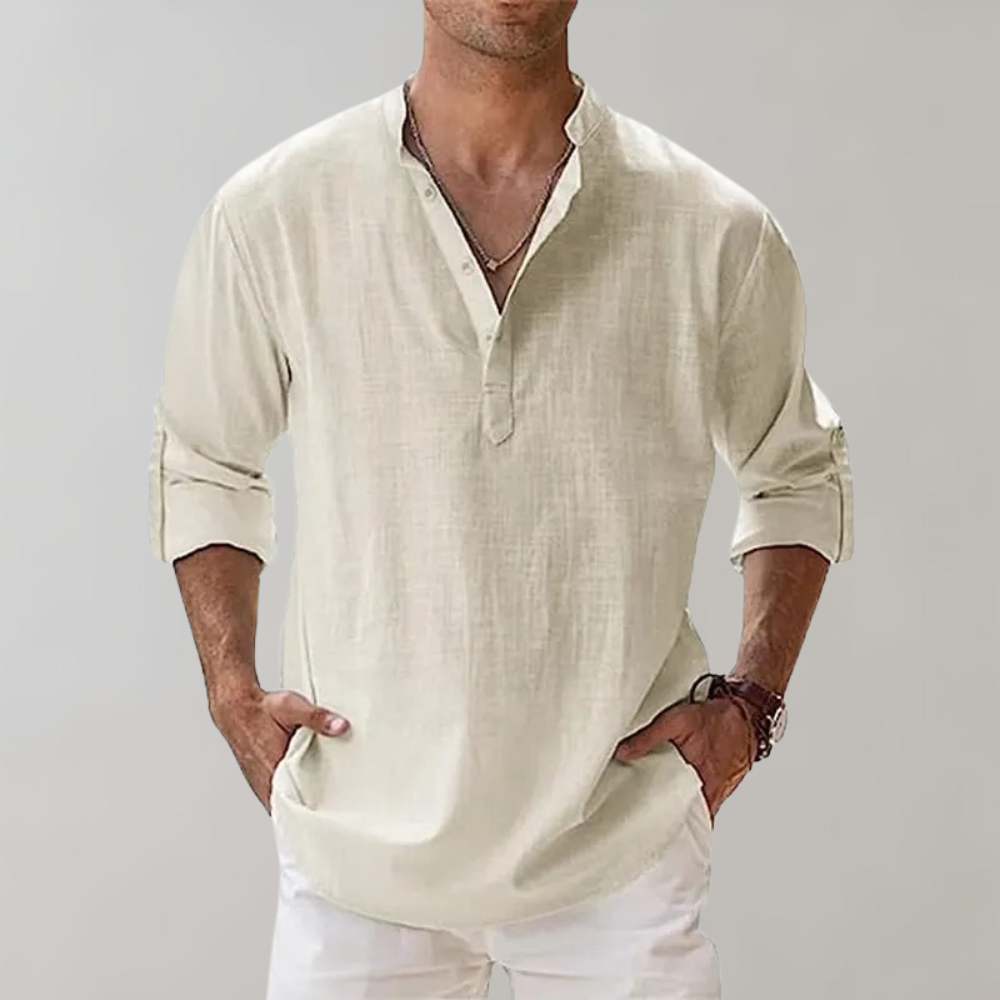 Herre Oversize Skjorte i Linned Stilren Design 8