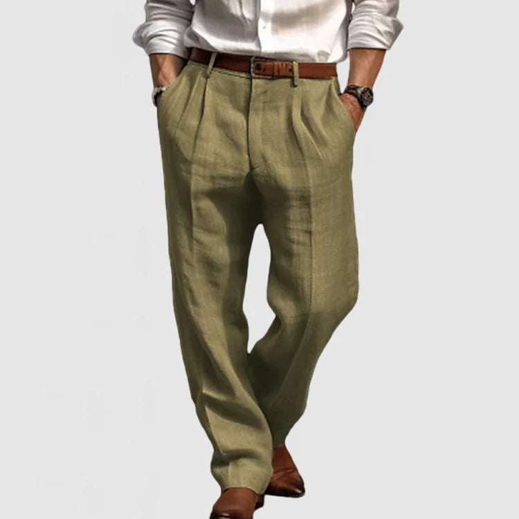 Herre Pantalon Klassisk Fritid 100% Bomuld Ret Ben 6