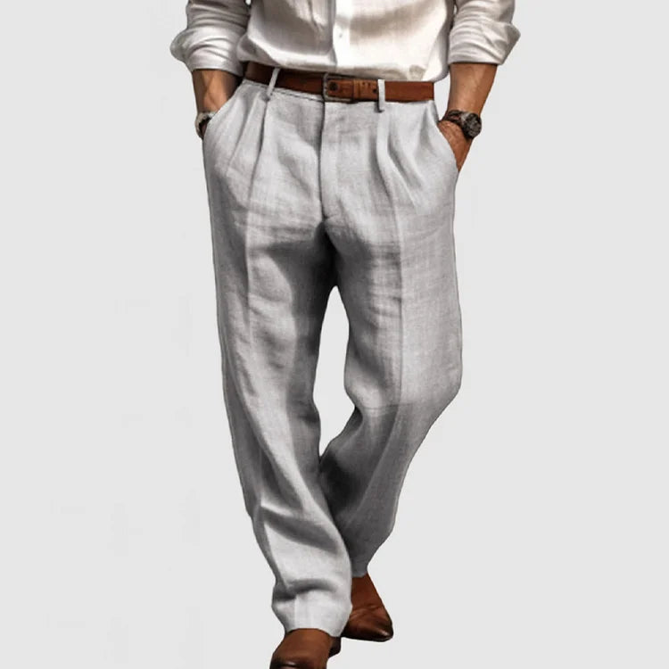 Herre Pantalon Klassisk Fritid 100% Bomuld Ret Ben 7