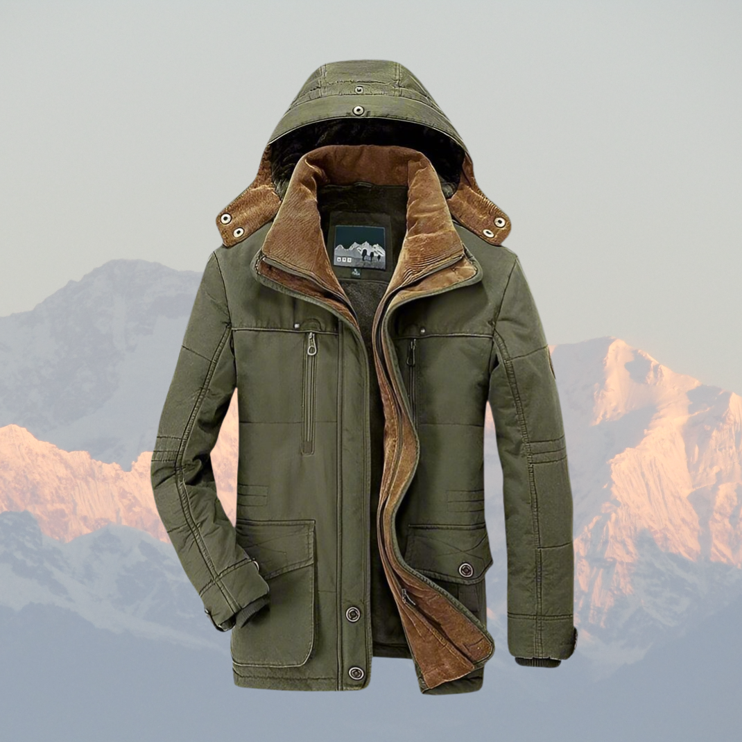 Herre Parka Jakke Militærinspireret Stil Mellemlang Med Aftagelig Hætte 2