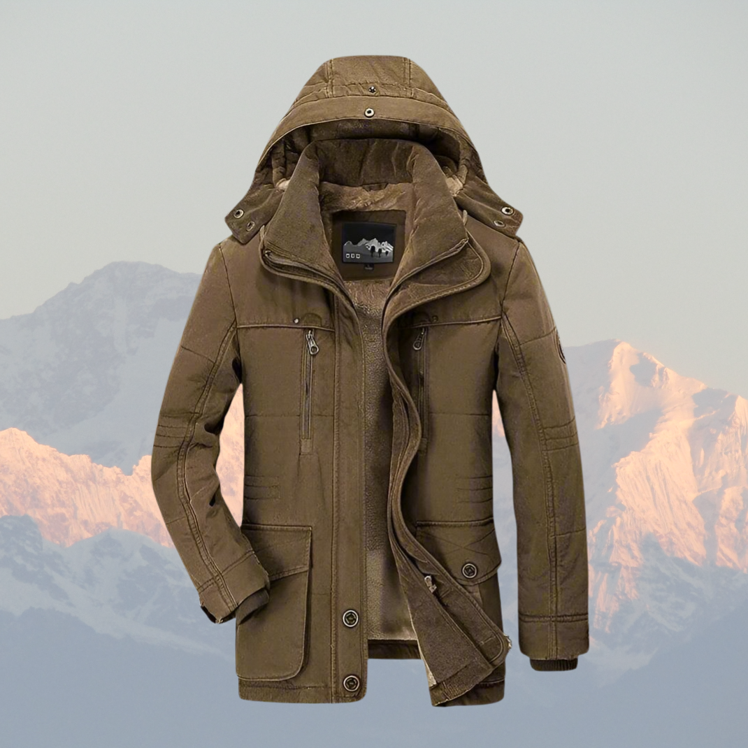 Herre Parka Jakke Militærinspireret Stil Mellemlang Med Aftagelig Hætte 3