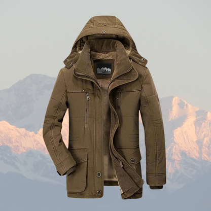 Herre Parka Jakke Militærinspireret Stil Mellemlang Med Aftagelig Hætte 3