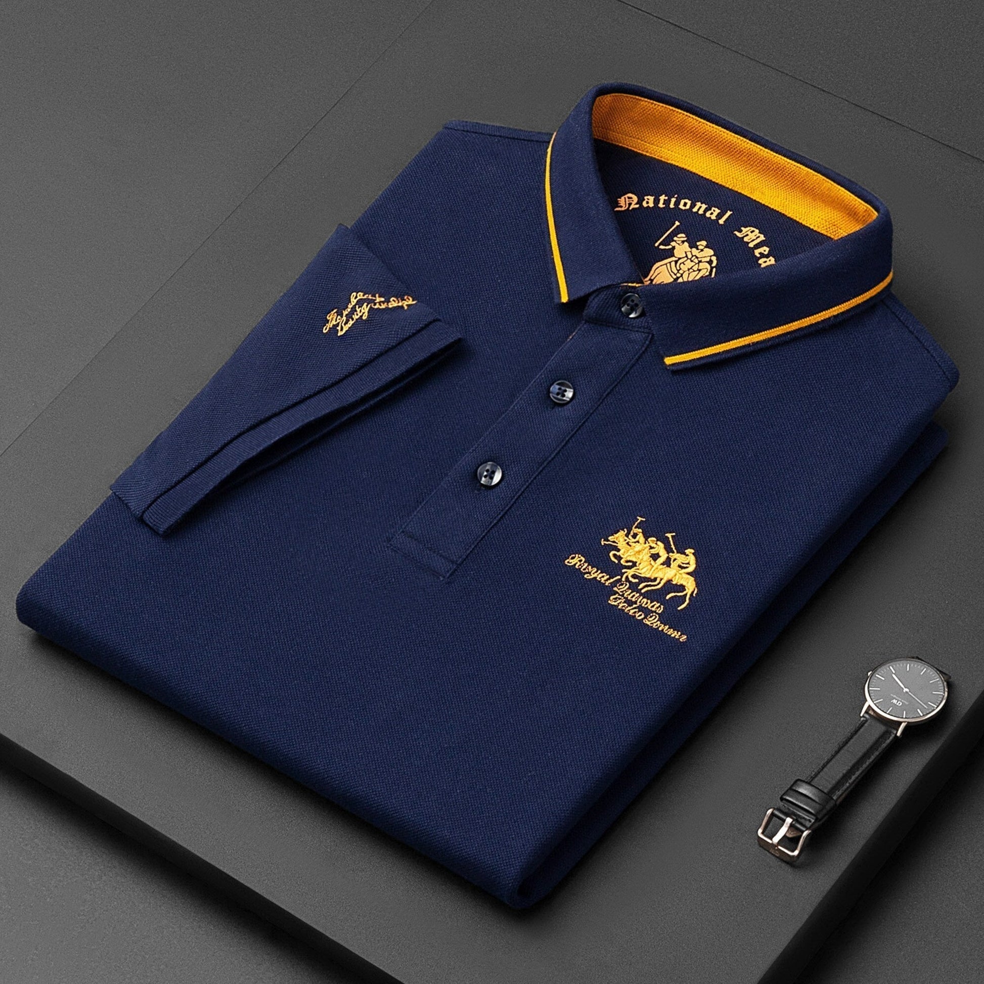 Herre Polo Shirt Klassisk Snit med Broderi 5