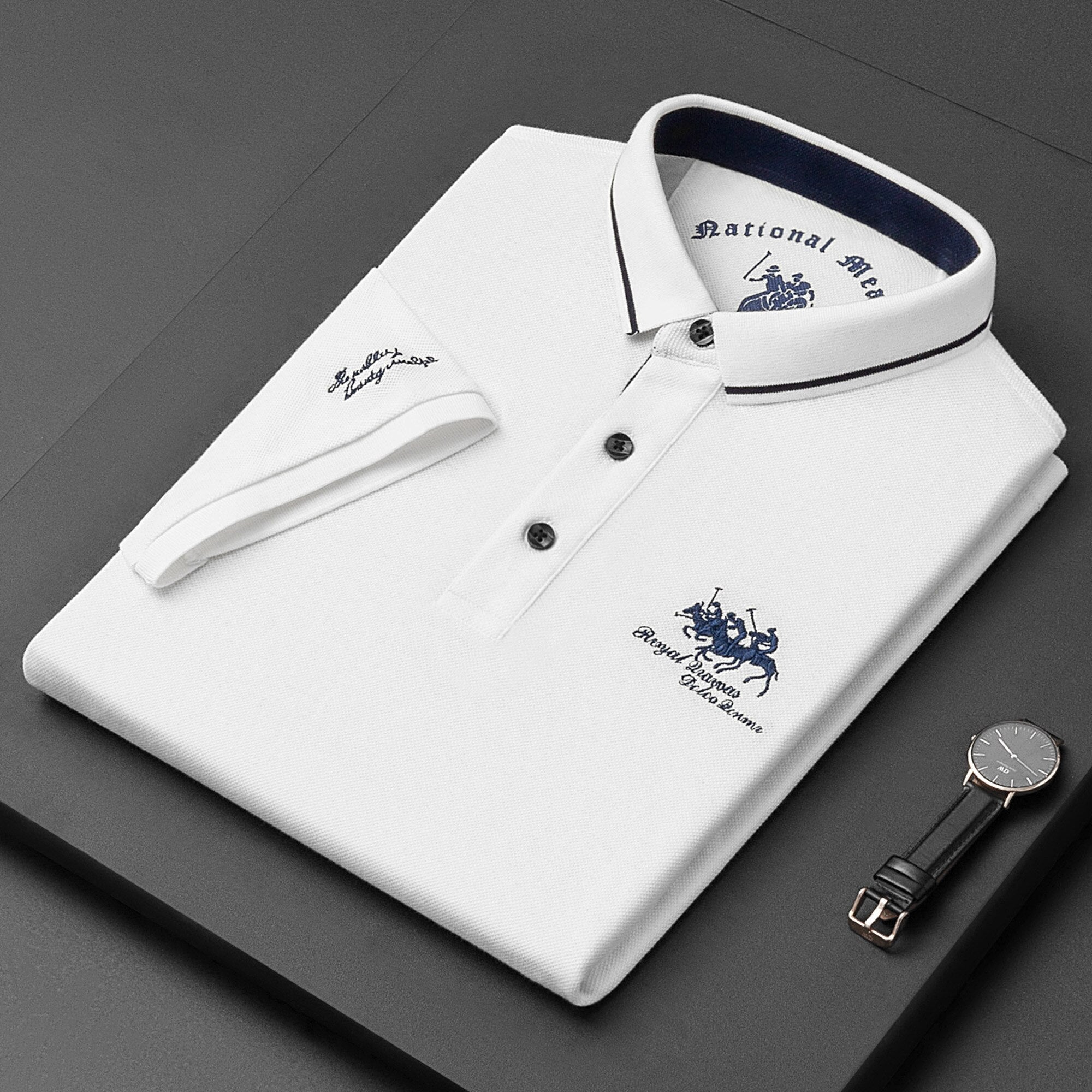 Herre Polo Shirt Klassisk Snit med Broderi 6