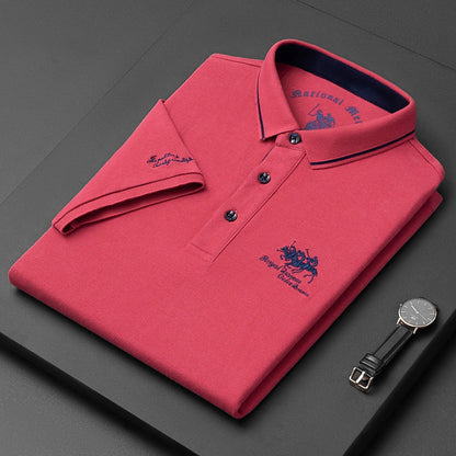 Herre Polo Shirt Klassisk Snit med Broderi 7