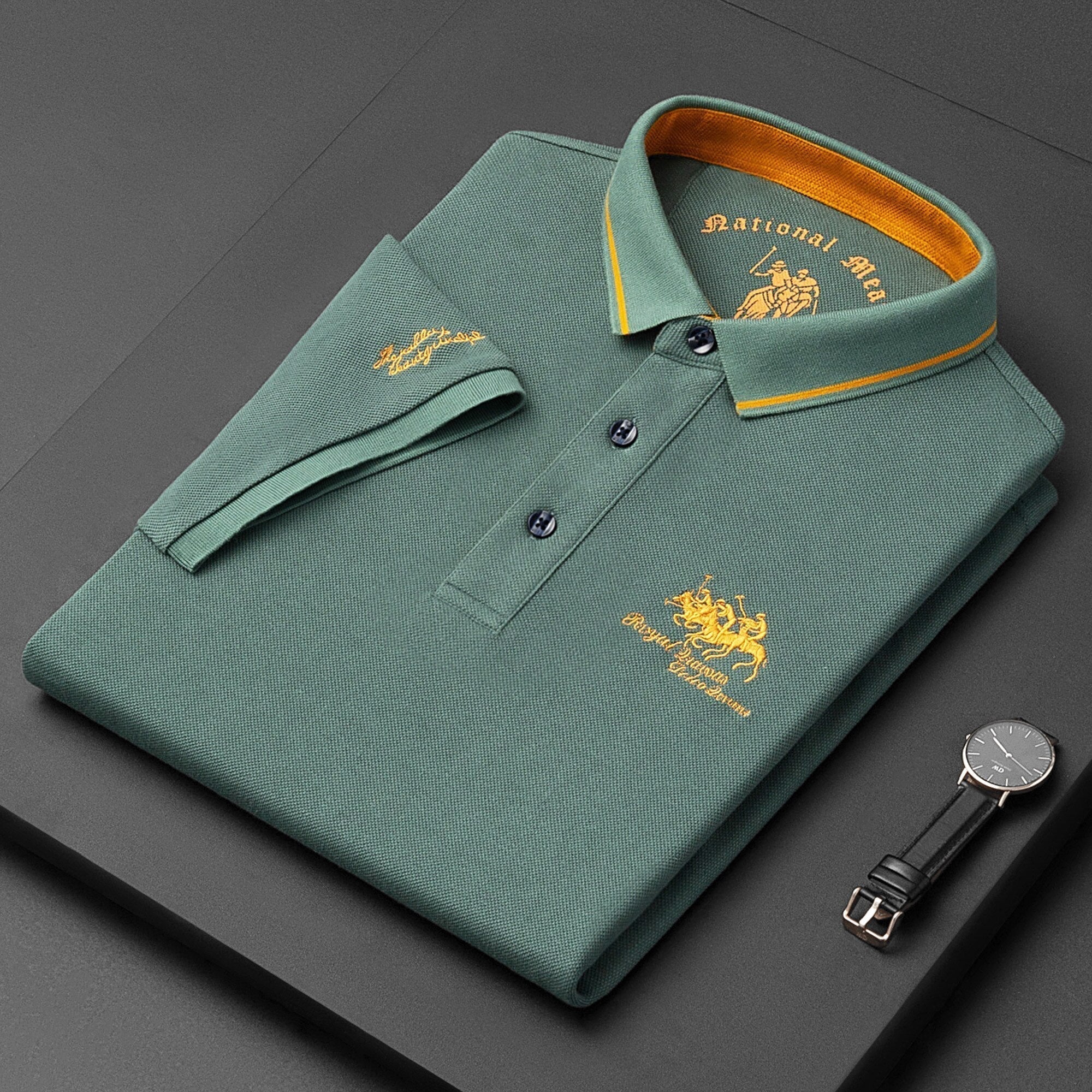 Herre Polo Shirt Klassisk Snit med Broderi 8