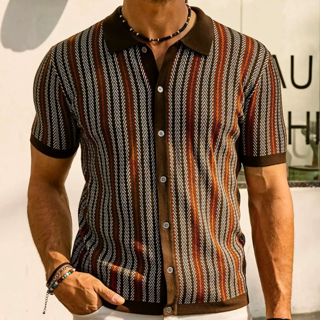 Herre Polo Skjorte Chevron Design Åndbar Stof 2