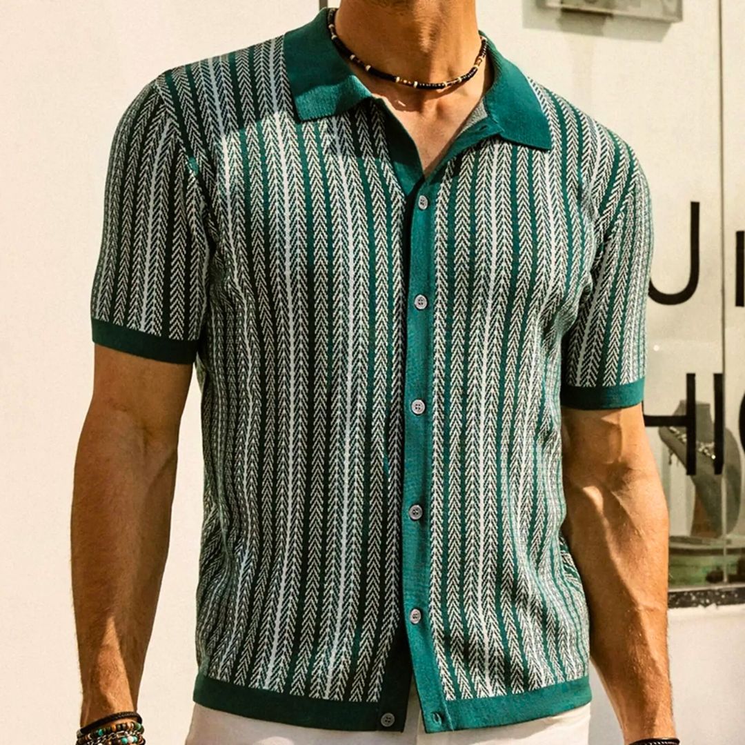 Herre Polo Skjorte Chevron Design Åndbar Stof 3