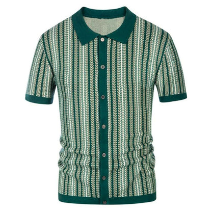 Herre Polo Skjorte Chevron Design Åndbar Stof 5