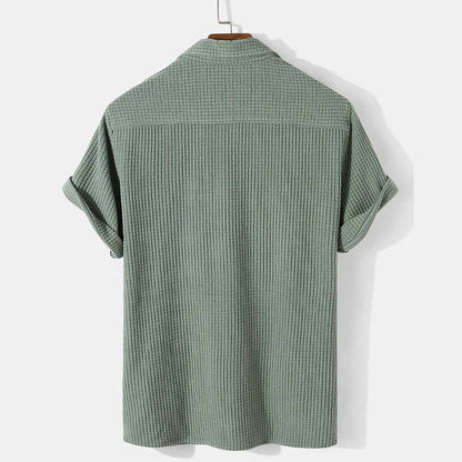 Herre Polo Skjorte Waffle Mønster 100% Bomuld 2