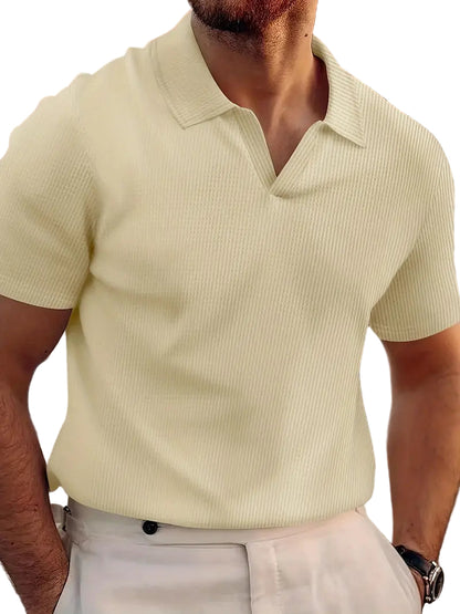 Herre Poloshirt Casual Vaffelstof 0