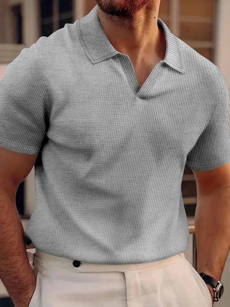 Herre Poloshirt Casual Vaffelstof 1