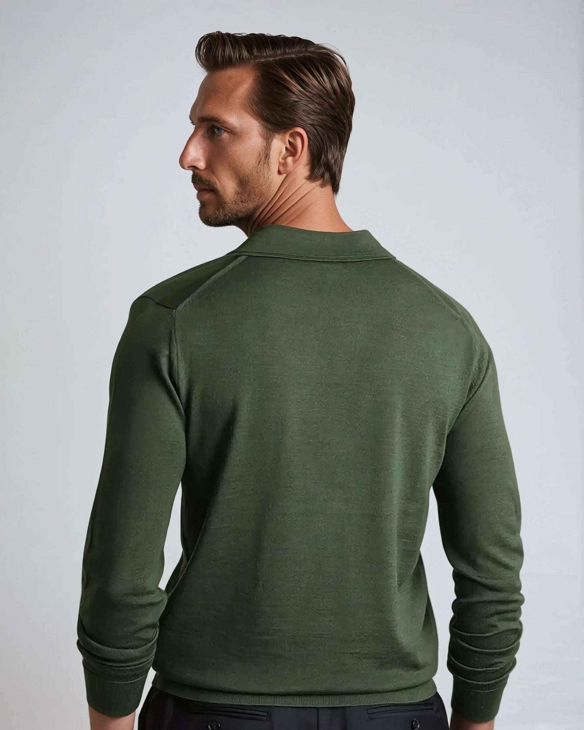Herre Poloshirt Langærmet Uden Knapper 1