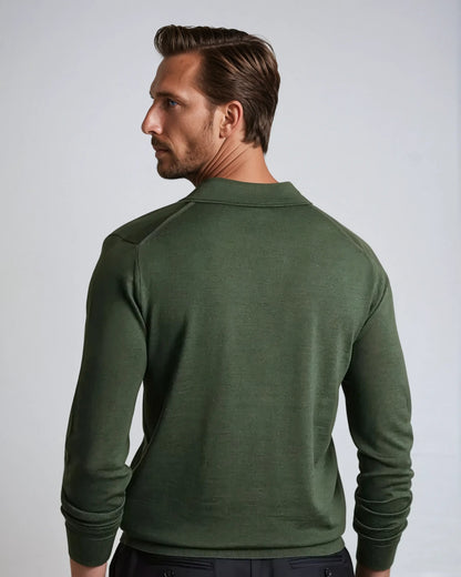 Herre Poloshirt Langærmet Uden Knapper 1