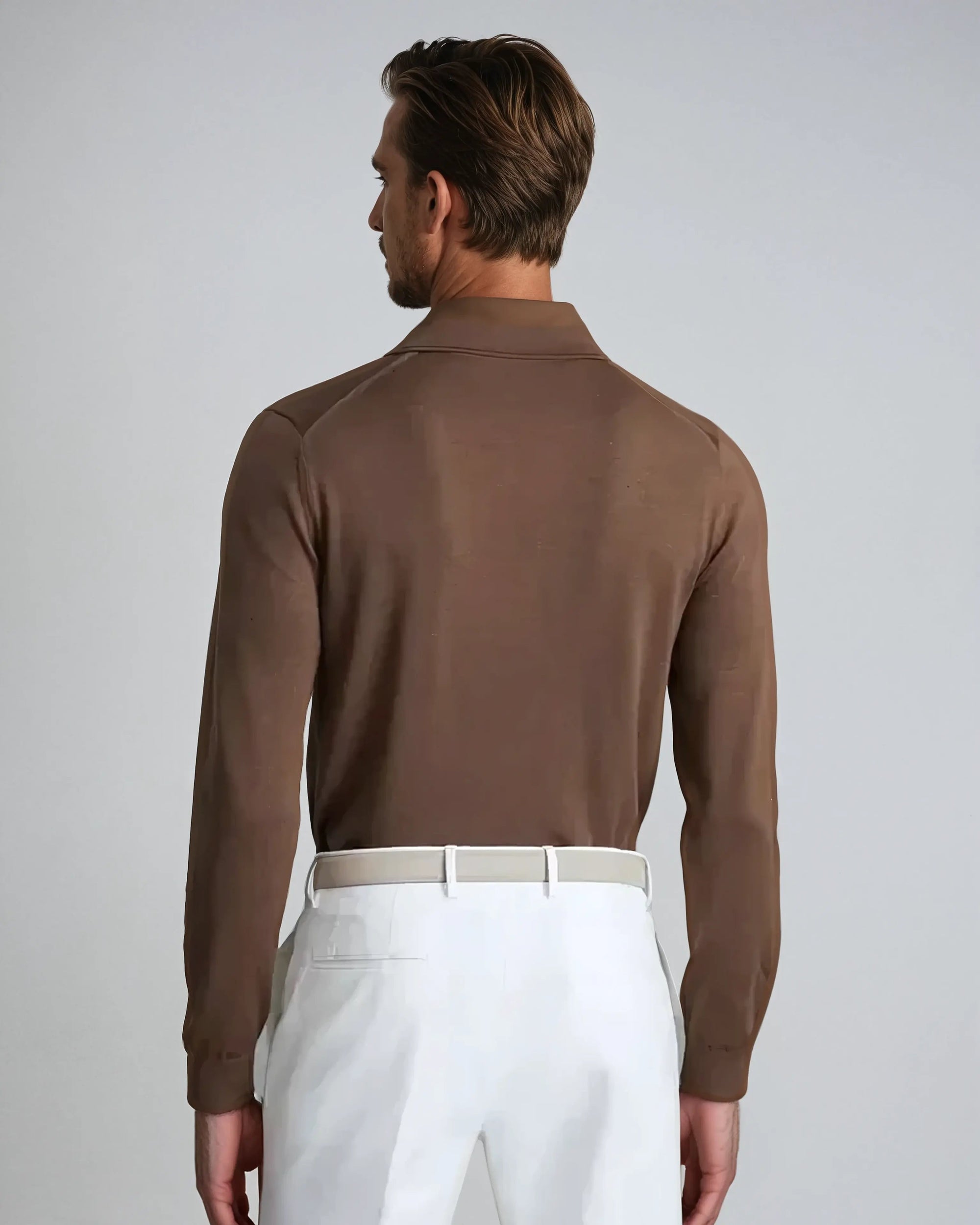 Herre Poloshirt Langærmet Uden Knapper 3