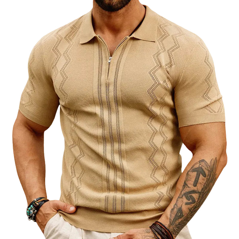 Herre Poloshirt Med Lynlåskrave Kortærmet Stilfuld Design 0