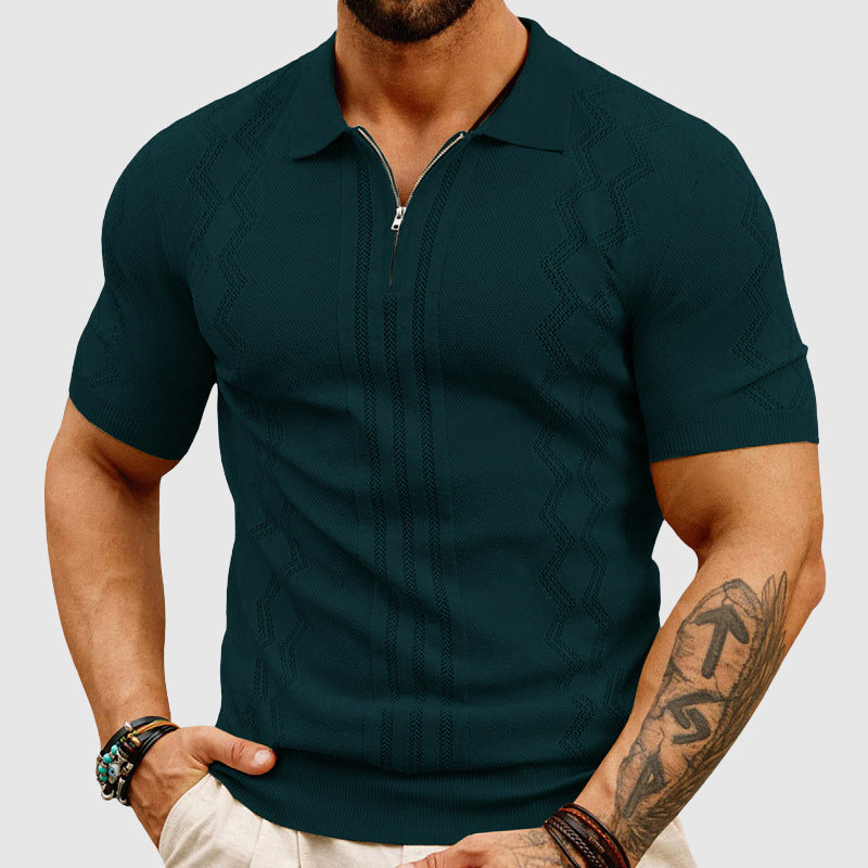 Herre Poloshirt Med Lynlåskrave Kortærmet Stilfuld Design 2