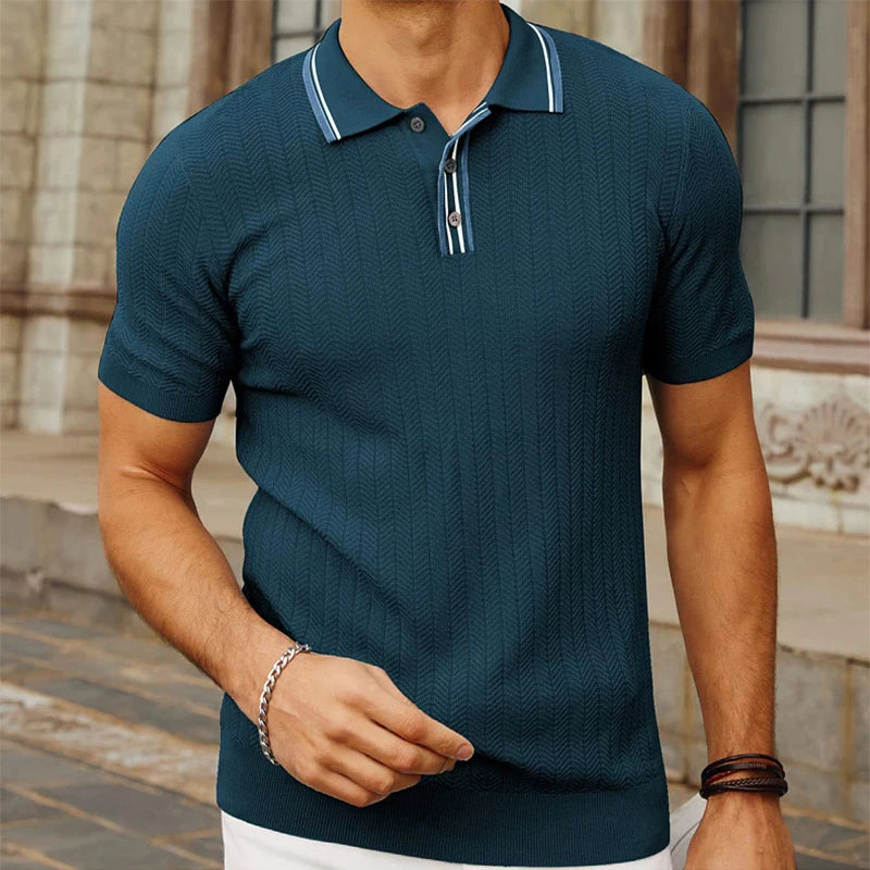 Herre Poloshirt Slim Fit Silke til Mænd Komfortabelt Design 2