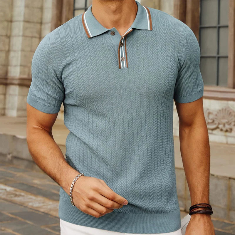 Herre Poloshirt Slim Fit Silke til Mænd Komfortabelt Design 4