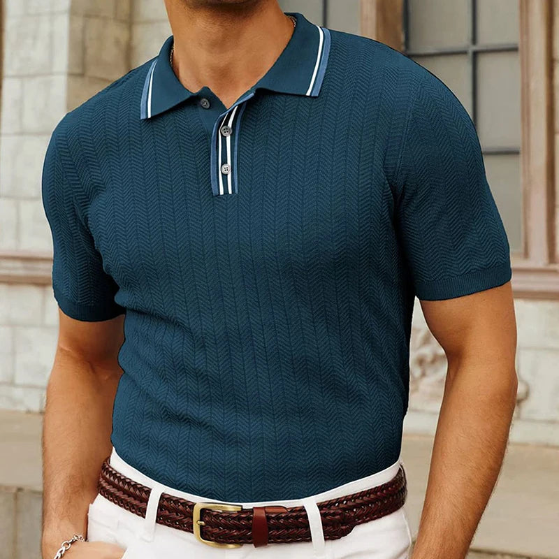 Herre Poloshirt Slim Fit Silke til Mænd Komfortabelt Design 7