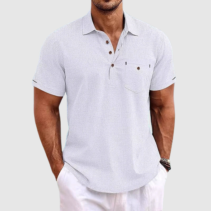 Herre Poloshirt i Linned Stilfuld 2
