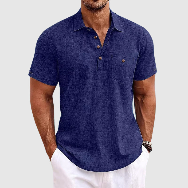 Herre Poloshirt i Linned Stilfuld 3