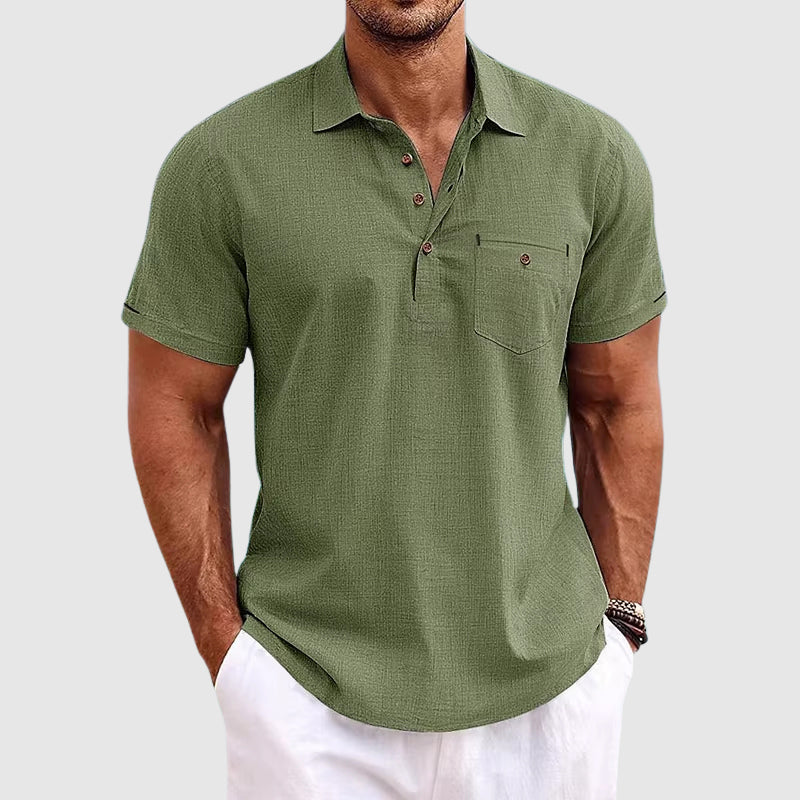 Herre Poloshirt i Linned Stilfuld 4