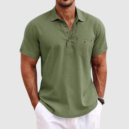 Herre Poloshirt i Linned Stilfuld 4