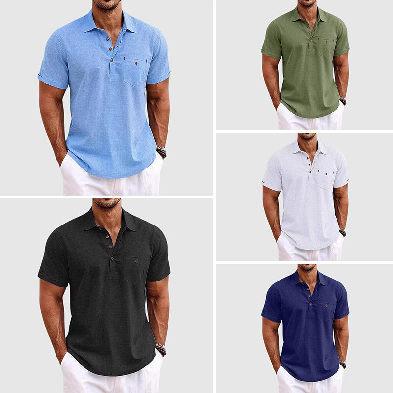 Herre Poloshirt i Linned Stilfuld 5