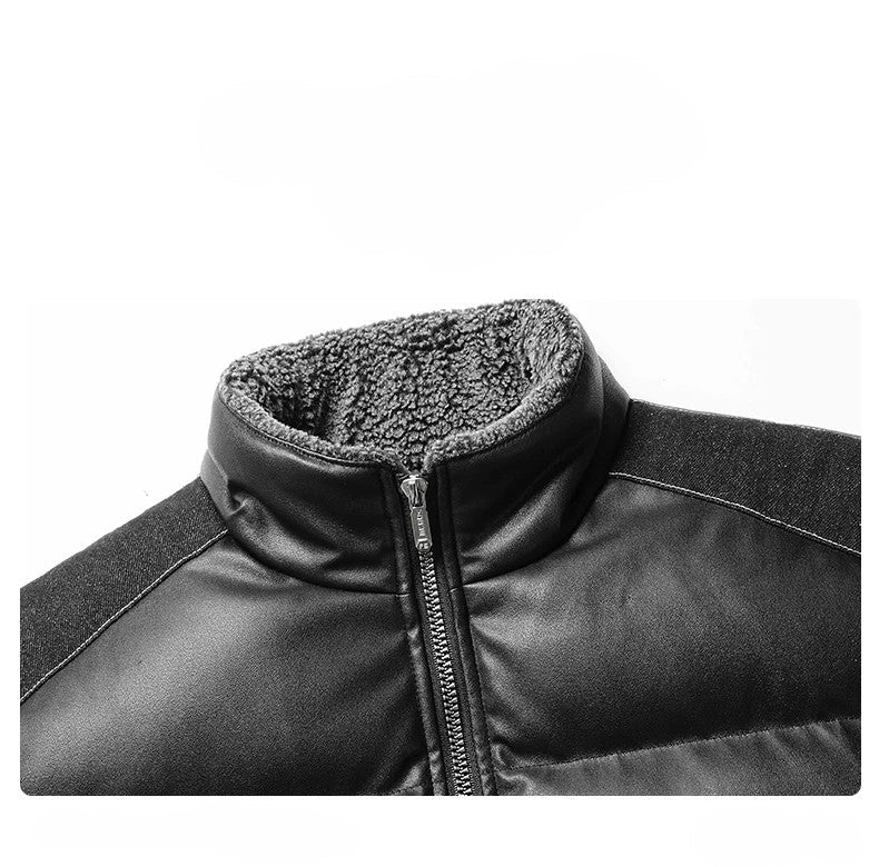 Herre Pufferjakke med Denim Detaljer 3
