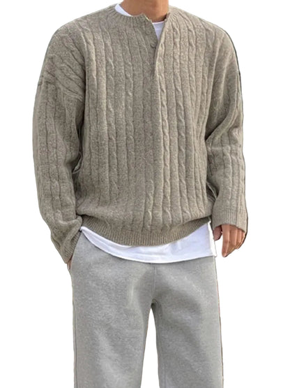 Herre Pullover Henley Klassisk Stil Moderne Design 0