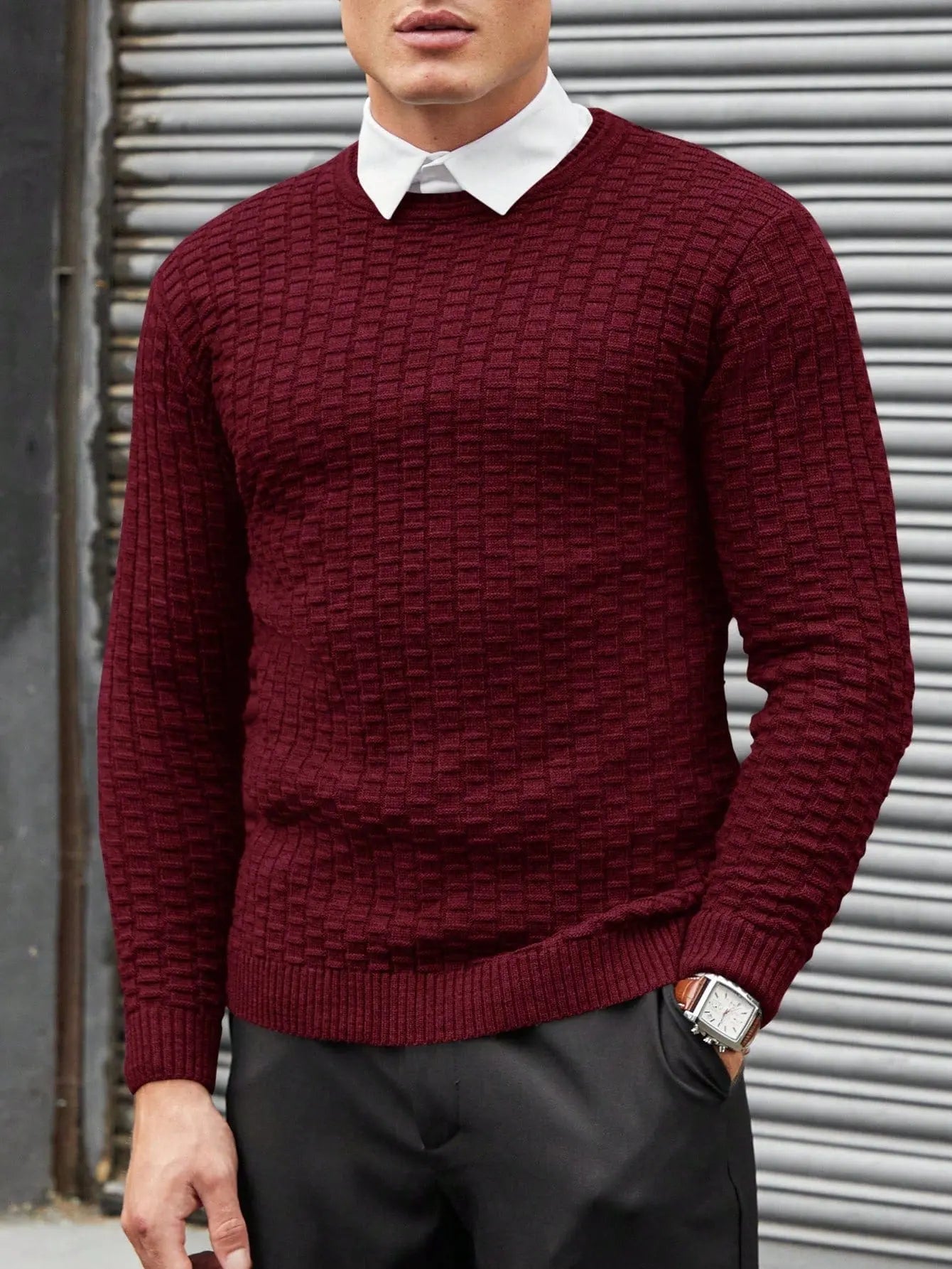 Herre Pullover Jacquarddesign Casual Sweater 6
