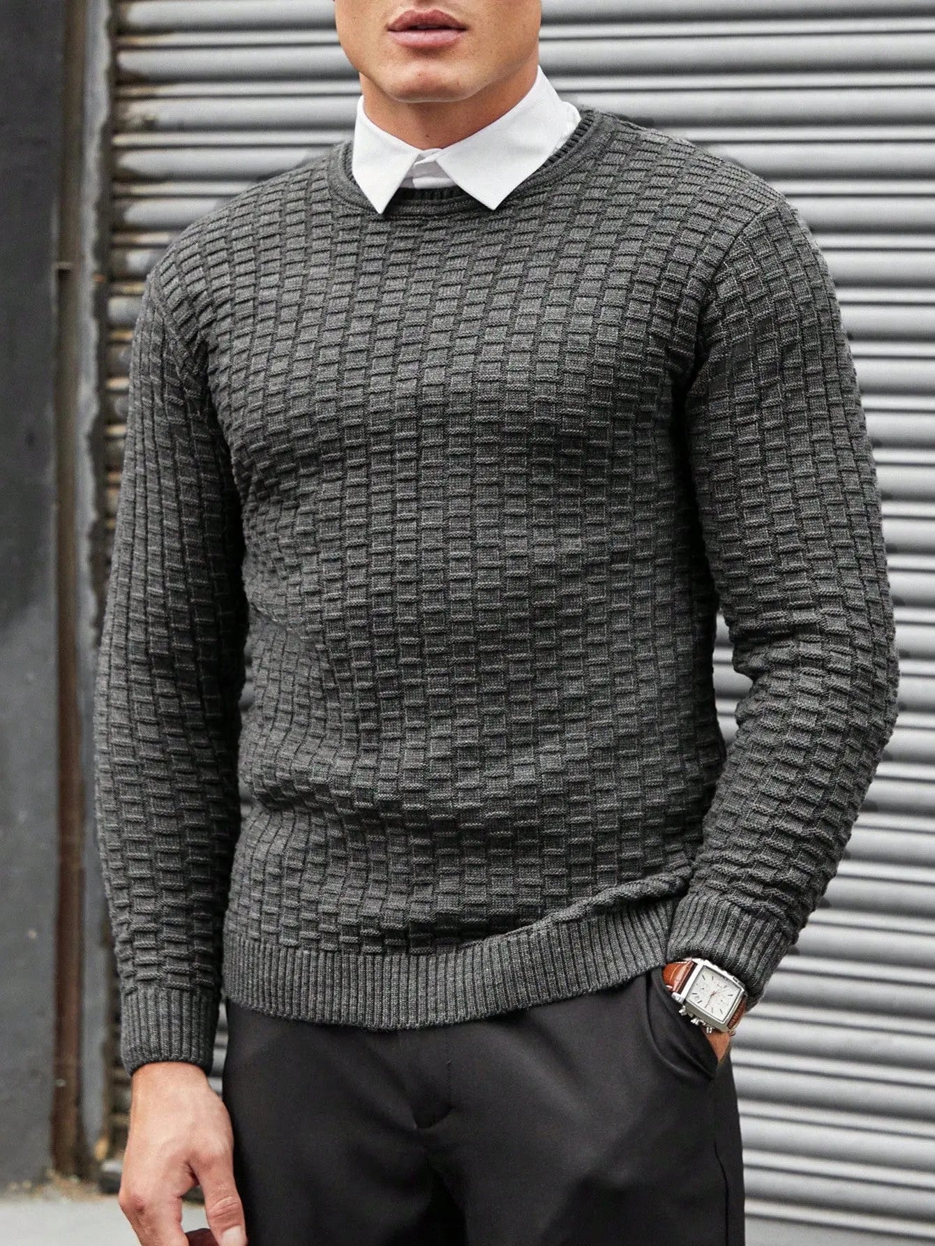 Herre Pullover Jacquarddesign Casual Sweater 8