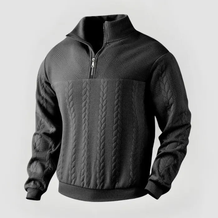 Herre Pullover Kvart Lynlås Klassisk Sweater 10