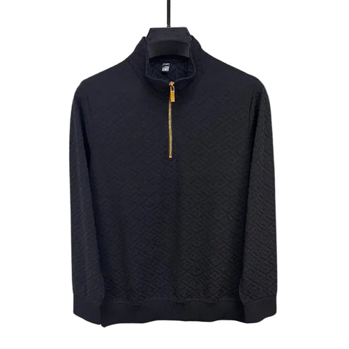 Herre Pullover Med Mock Hals Og Geometriske Mønstre 4