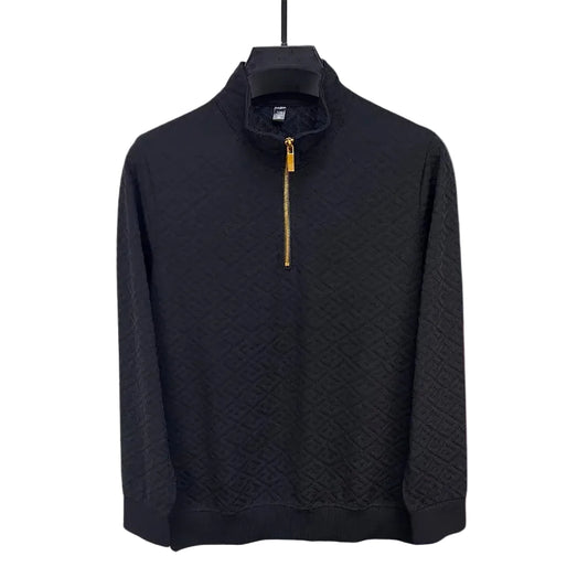Herre Pullover Med Mock Hals Og Geometriske Mønstre 4