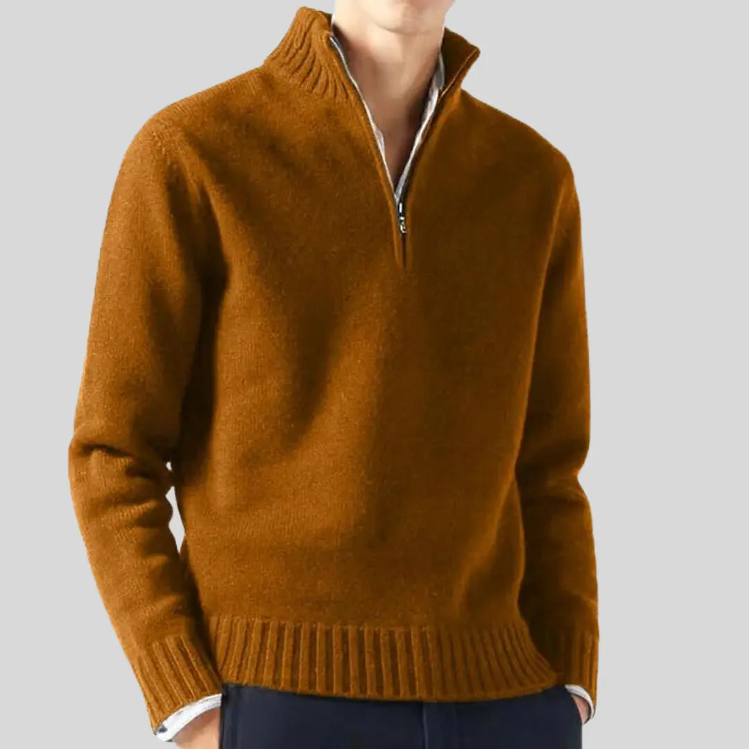 Herre Pullover Sweater med Halv-Zip Design og Praktisk Brystlomme 2