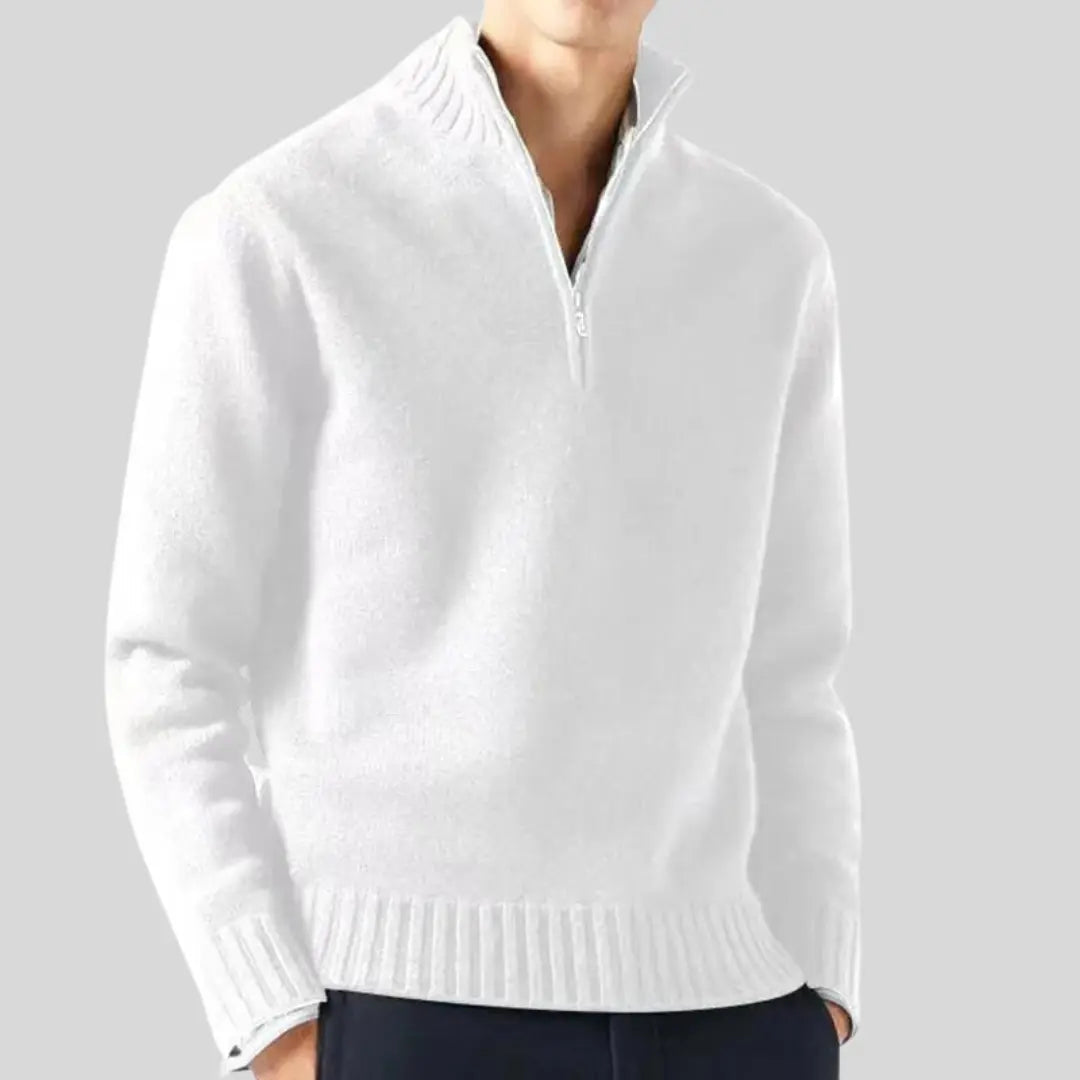 Herre Pullover Sweater med Halv-Zip Design og Praktisk Brystlomme 3