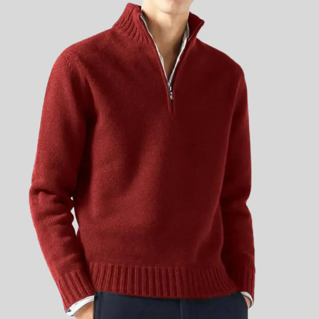Herre Pullover Sweater med Halv-Zip Design og Praktisk Brystlomme 8