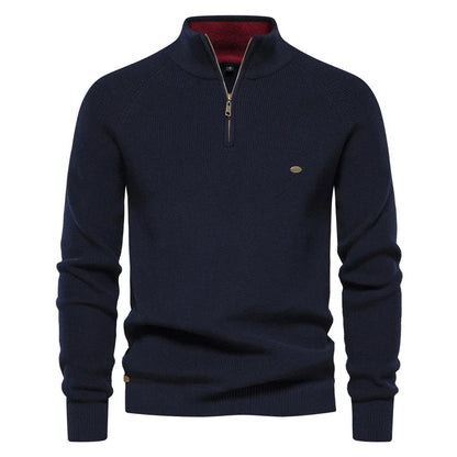 Herre Pullover med Halvlængde Lynlås - Moderne og Komfortabel Sweater til Fritid og Kontor 0