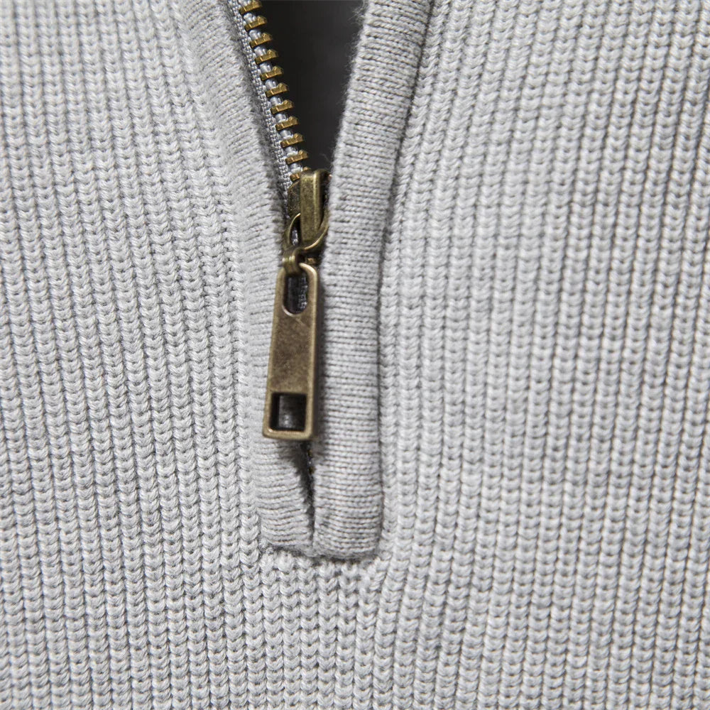Herre Pullover med Halvlængde Lynlås - Moderne og Komfortabel Sweater til Fritid og Kontor 3