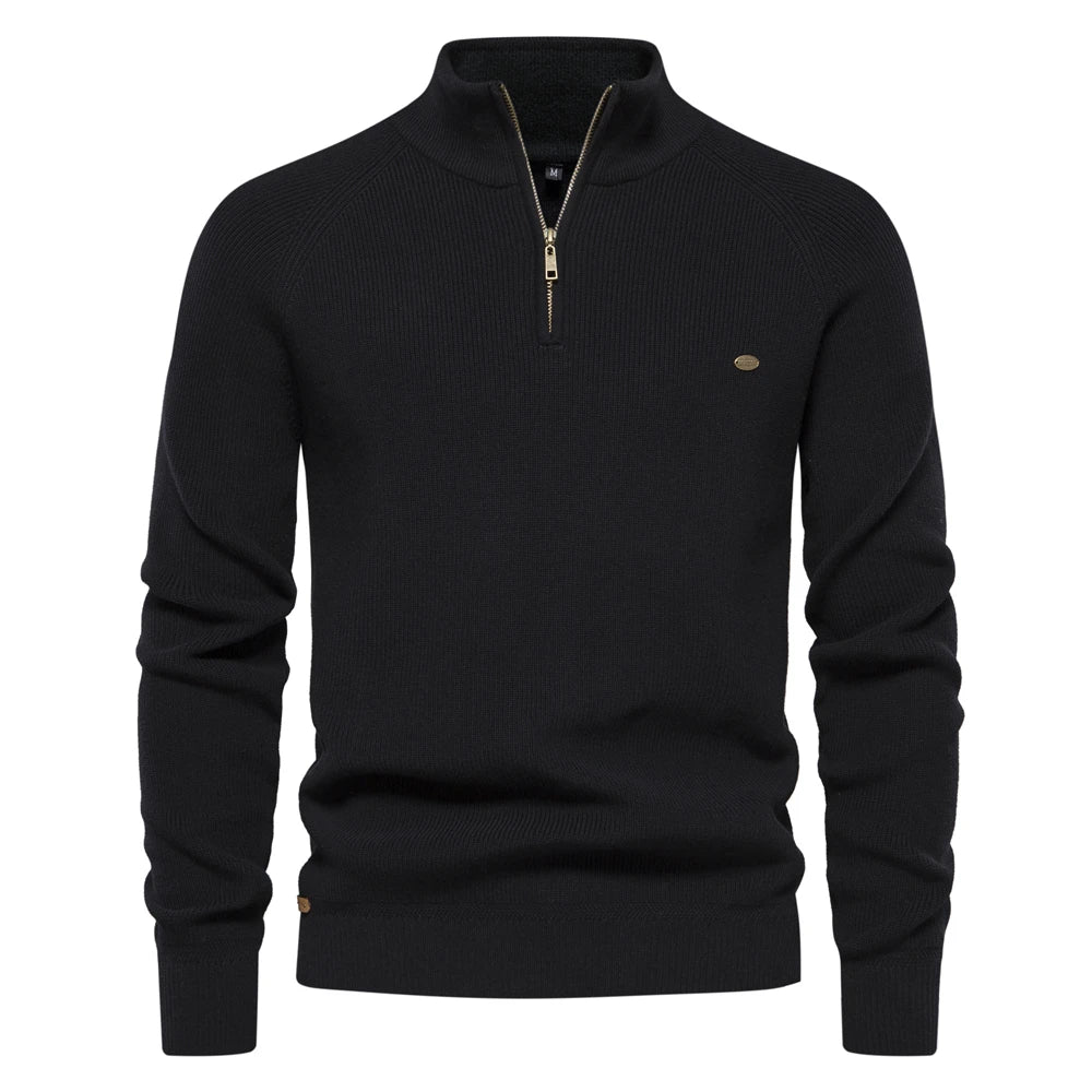 Herre Pullover med Halvlængde Lynlås - Moderne og Komfortabel Sweater til Fritid og Kontor 7