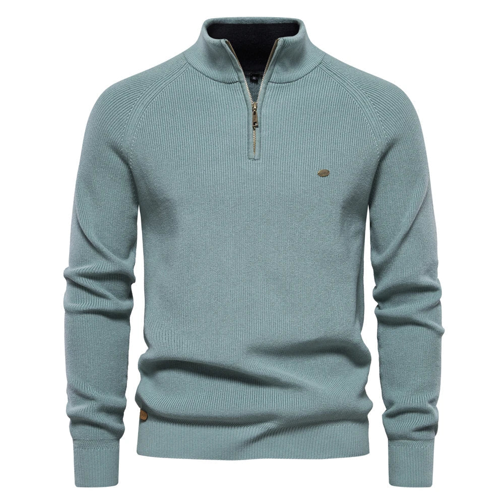 Herre Pullover med Halvlængde Lynlås - Moderne og Komfortabel Sweater til Fritid og Kontor 8